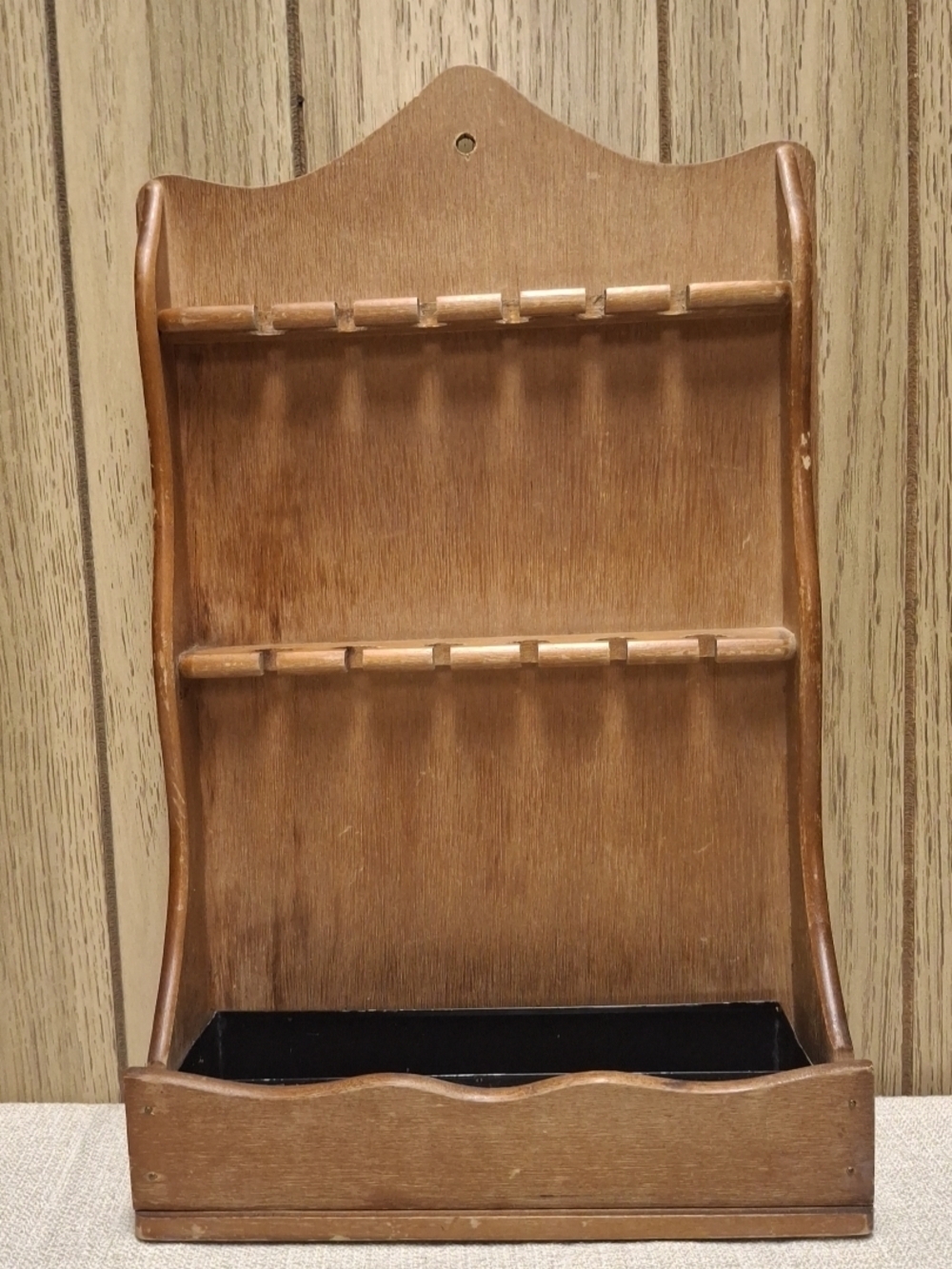 Vintage Solid Wood 12 Spoon Display & Mail Holder Rustic Decor 11"×17"×3.5"